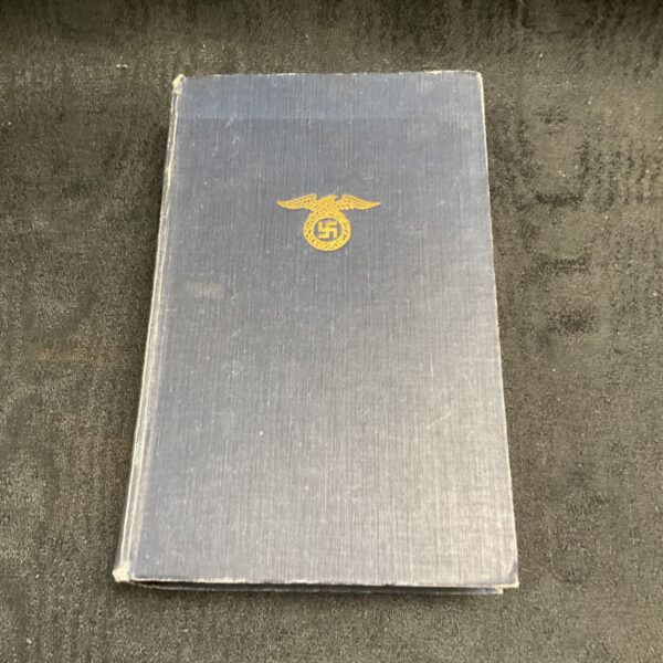 First edition of Mein Kampf with embossed Nazi symbol.