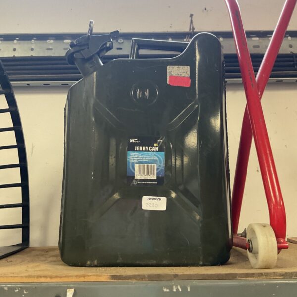 Vintage 10 litre metal jerry can for fuel storage.