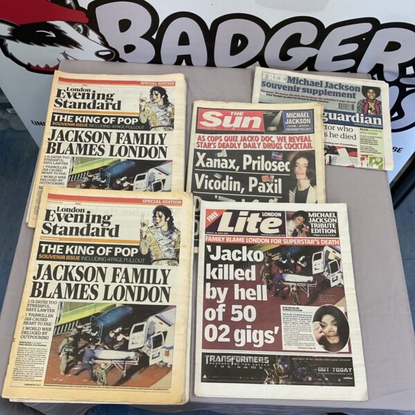 Collection of Michael Jackson death newspapers from 2009.