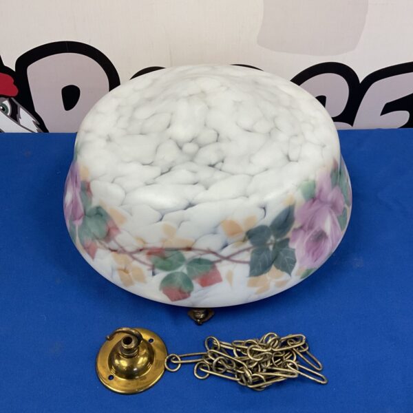 Vintage mid-century plafonnier shade with floral vine pattern.