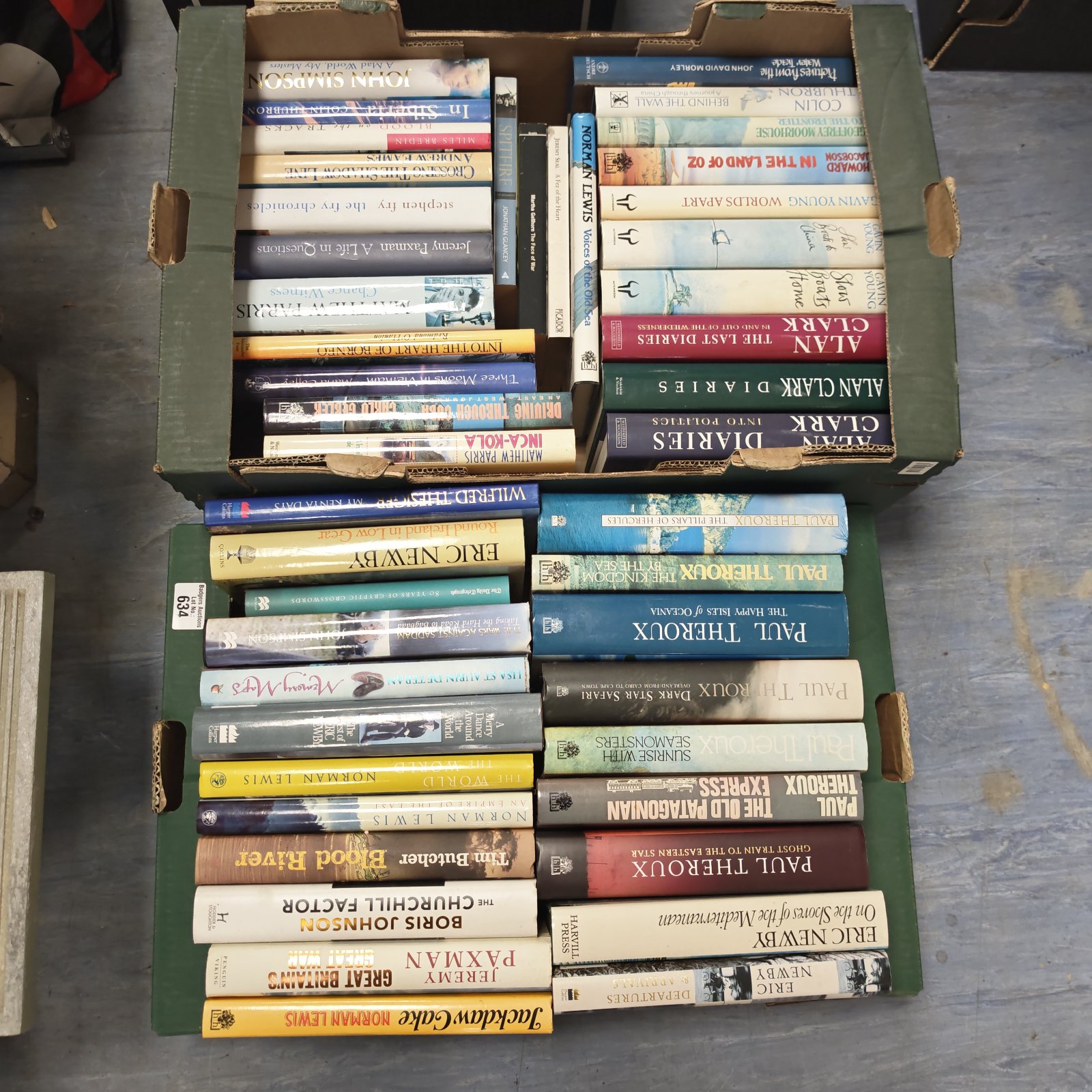 Mixed book lot featuring Alan Clark and Paul Theroux novels.