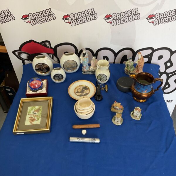 Mixed lot of antique collectibles including Japanese garden vases.