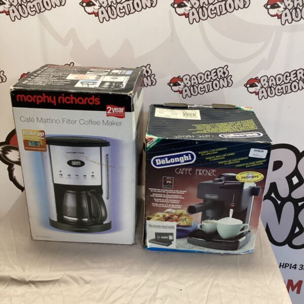 Vintage Morphy Richards and Delonghi coffee machines lot for auction.