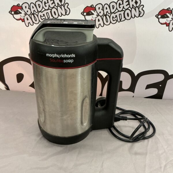 Morphy Richards Saute and Soup maker appliance in silver.
