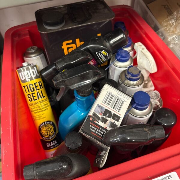 Assorted motoring chemicals including Tiger Seal and T-Cut polish.