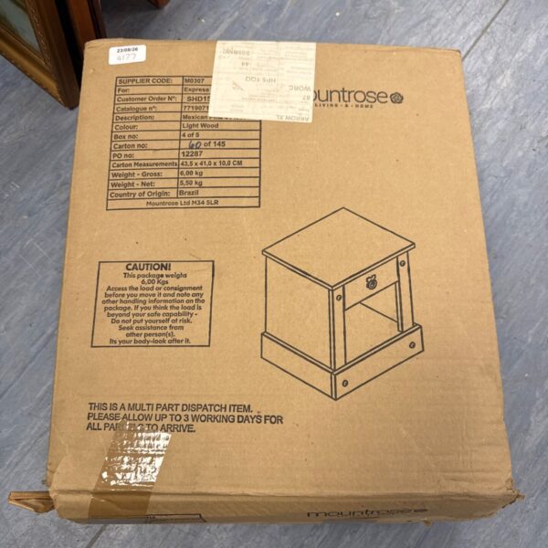 Mountrose single drawer cabinet in original packaging.