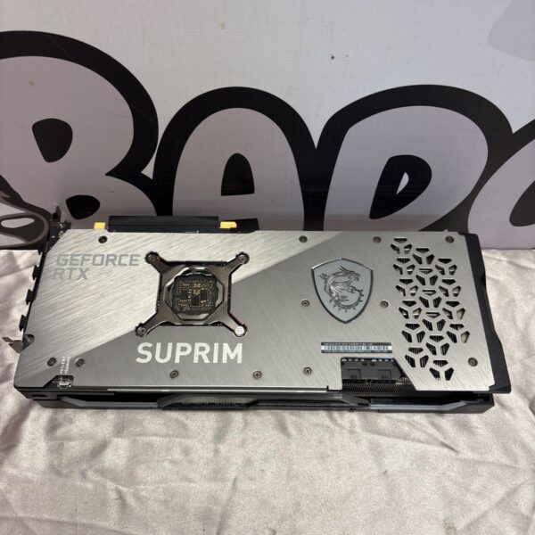 MSI RTX 3070 SUPRIM X graphics card front view.