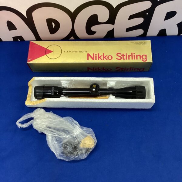 Vintage Nikko Stirling telescopic sight for rifles, detailed view.