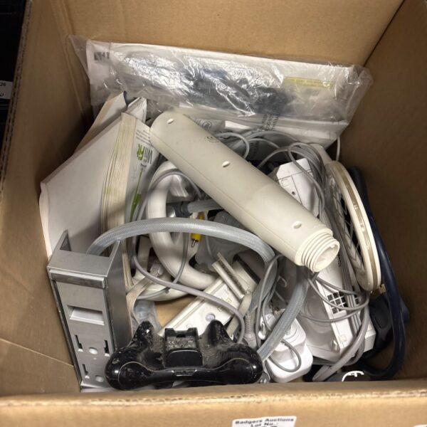 Nintendo Wii console bundle with accessories displayed.