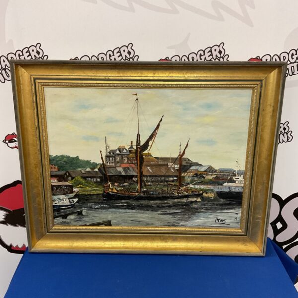 Original oil painting of a sailboat signed marc, a beautiful seascape.