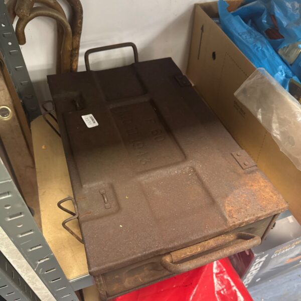 Vintage 1943 P60 ammunition tin, British military surplus.