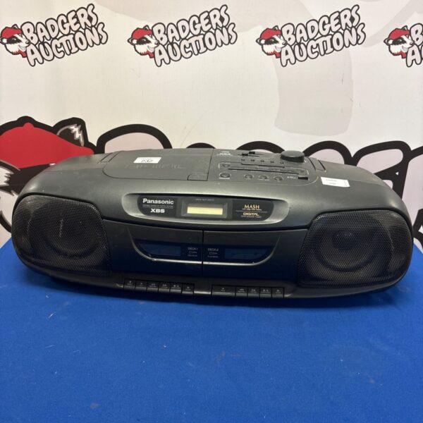 Vintage Panasonic portable stereo system with CD player and cassette deck.
