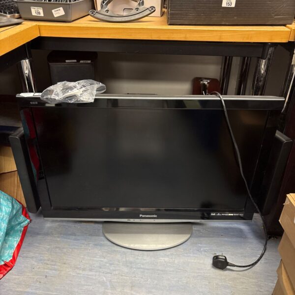 Black Panasonic Viera HD television with speaker bracket.