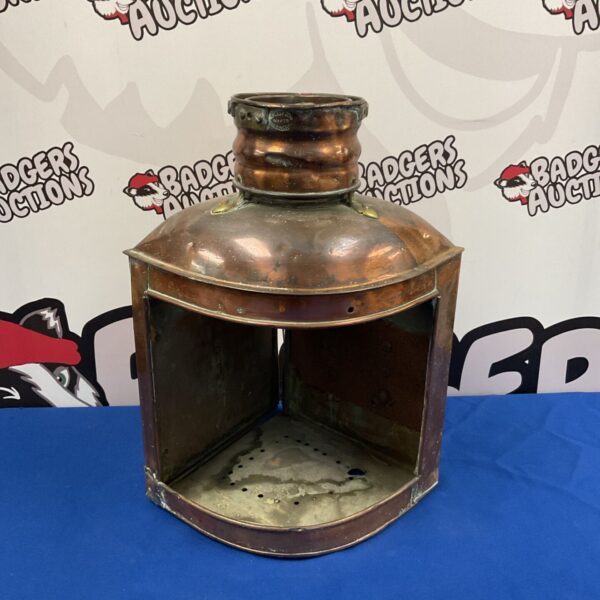 Antique Pilley copper ships mast lantern with a square body.