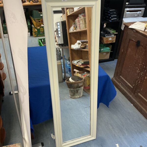 Full length vintage pine frame mirror for home decor.