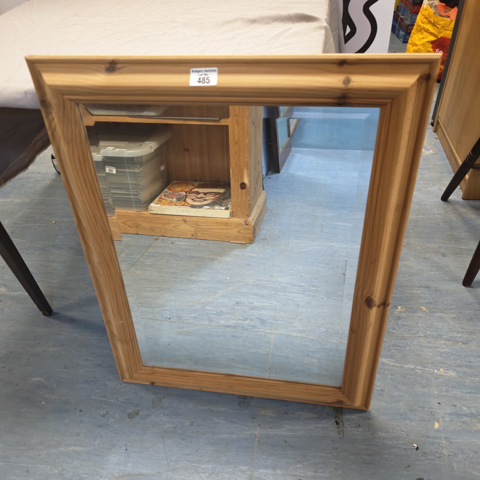 Small pine framed mirror, rustic wall decor.