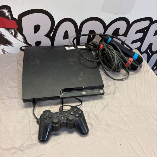 Sony PlayStation 3 Super Slim console with controller for gaming.