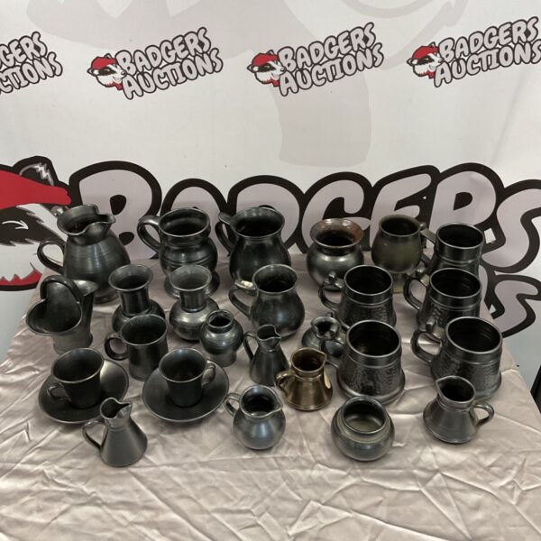 Collection of vintage Prinknash Pottery jugs, tankards and vases.
