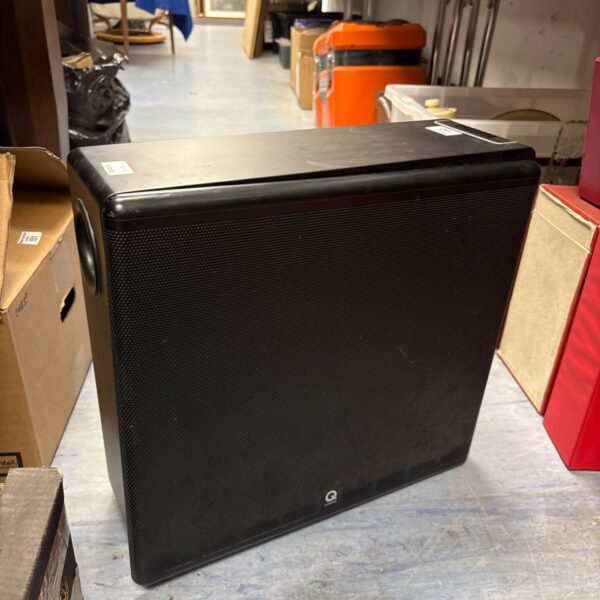 Black Q Acoustics Q-AV active subwoofer for home audio systems.