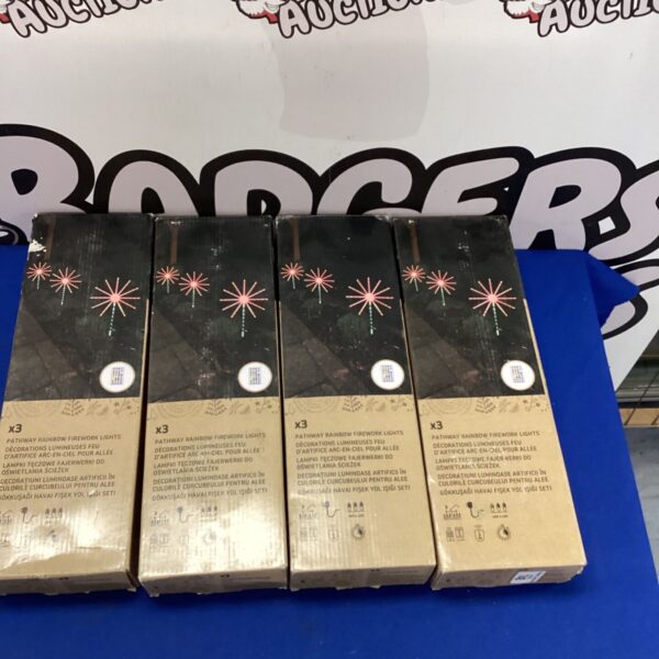 Vintage Rainbow Fireworks Lights in original packaging, collectible festive lighting.
