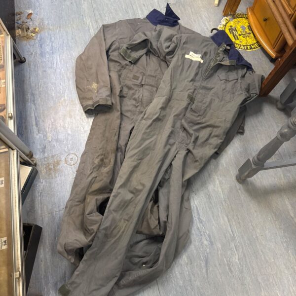 Vintage Remploy mechanics work overall suits, sizes 5 and 6.