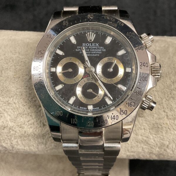 Vintage Rolex automatic wristwatch with tachymetre bezel.