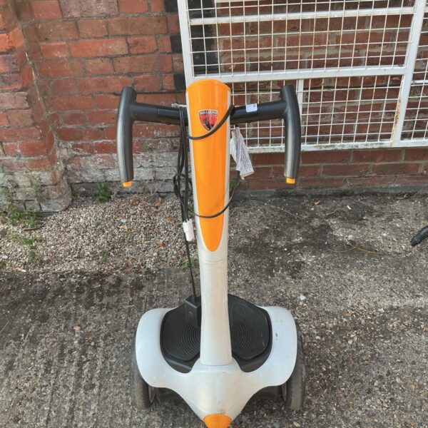 Orange and grey Rollplay Uprider ride-on toy for children.