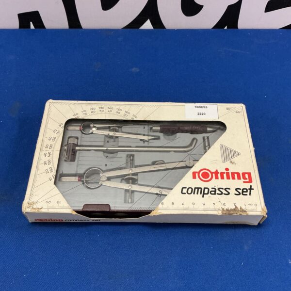 Vintage Rotring 19/26 compass set in open case.