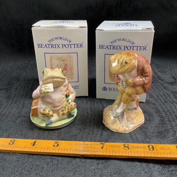 Royal Albert Beatrix Potter Jeremy Fisher figures with original boxes.