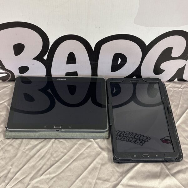 Two Samsung tablets with cases, untested Android devices.