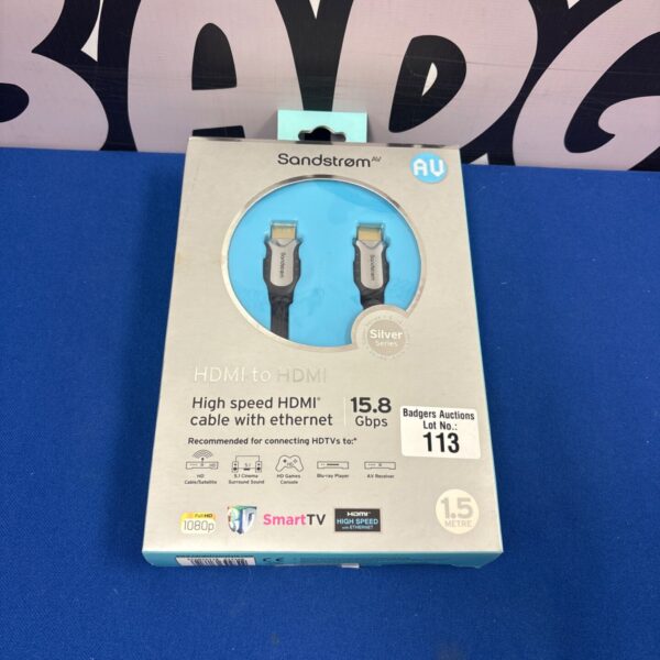Sandstrom Silver Series 1.5m HDMI cable with Ethernet.