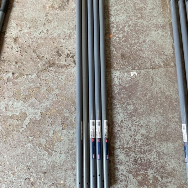 Five long Sealey fencing spade handles for garden and DIY projects.