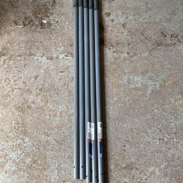 Five long Sealey fencing spade handles for garden work.