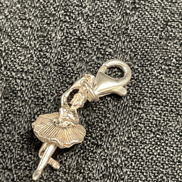 Detailed silver ballerina charm for charm bracelets.
