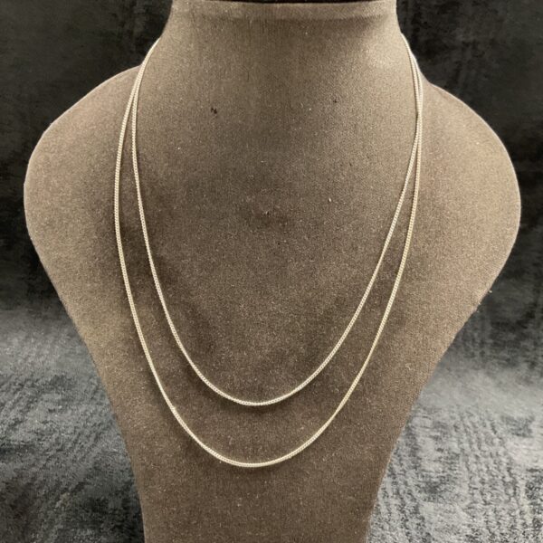 Delicate 925 silver chain necklaces, 16 and 18 inches long.