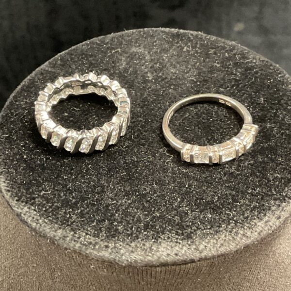 Silver CZ ring set, sizes M and N, sparkling cubic zirconia.
