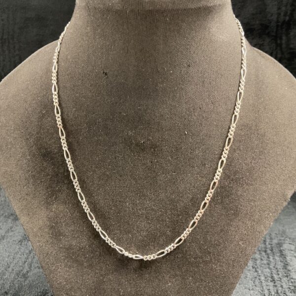Silver Figaro chain necklace, 16 inch, delicate and stylish.