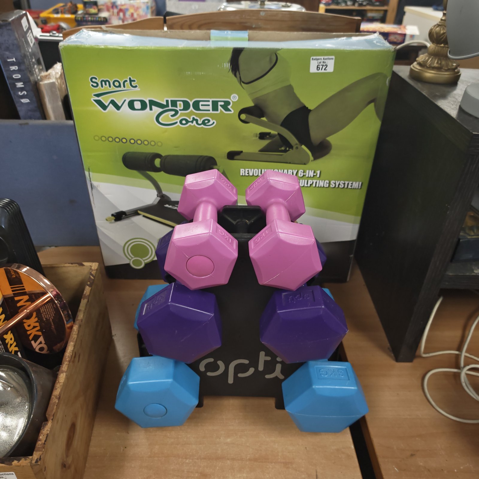 Smart Wonder Core fitness set with Opti weights for home exercise.