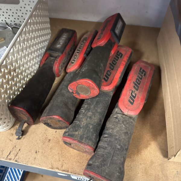 Lot of five Snap On LED inspection lamps in used condition.