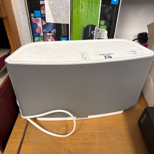 Sonos Play 5 smart speaker in a home setting.