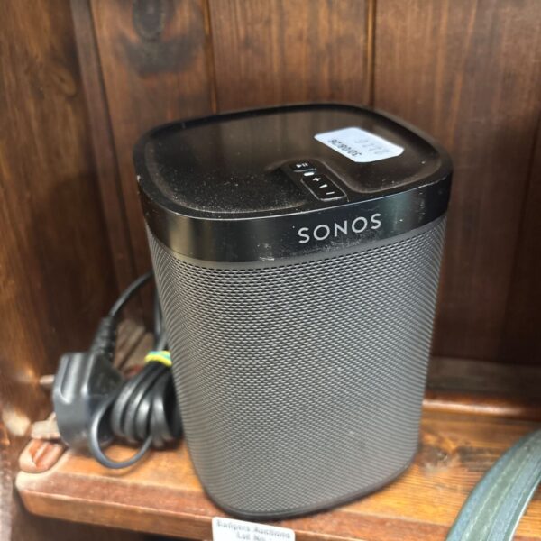 Sonos Play1 smart speaker with power cable shown.