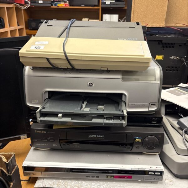 Mixed lot of Sony DVD recorder, Blu-ray player and HP printer.