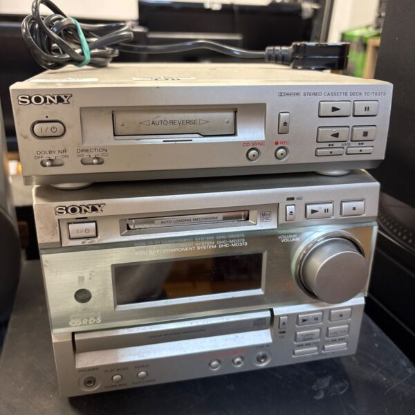 Vintage Sony TC-TX373 cassette deck with silver finish.
