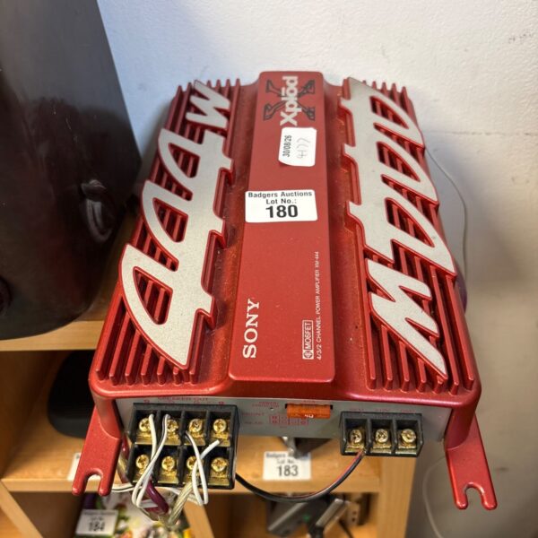 Vintage Sony XM-444 power amplifier with speaker connections.