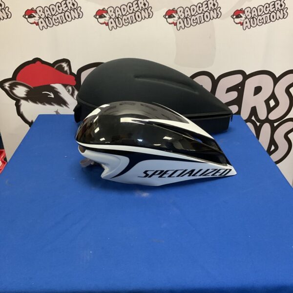 Black Specialized TT2 aerodynamic helmet for time trial cycling.