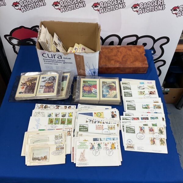 Large collection of vintage stamp first aid covers and postcards.