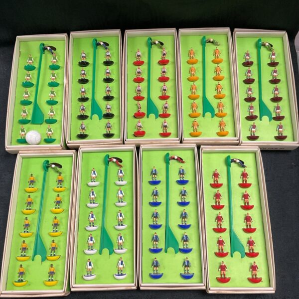 Boxed Subbuteo football teams in excellent condition.