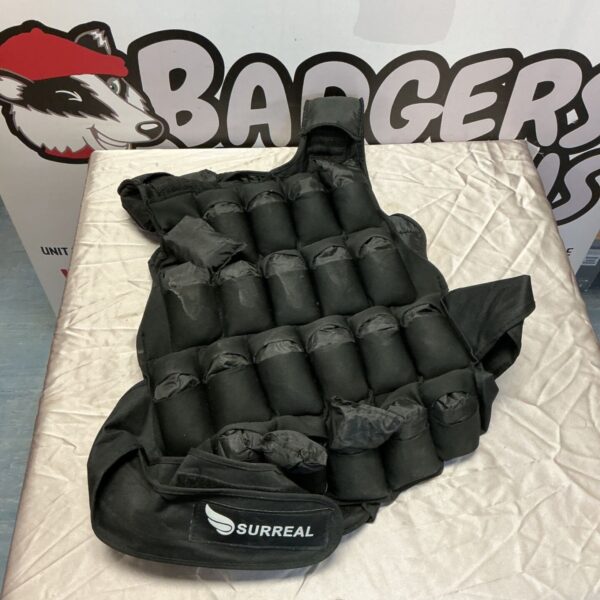 Black Surreal weighted vest for fitness and training.