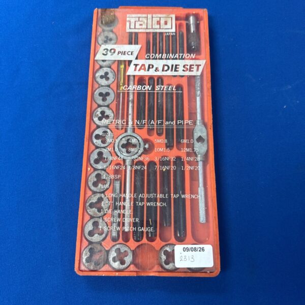 Vintage Talco 39-piece tap and die set with case.