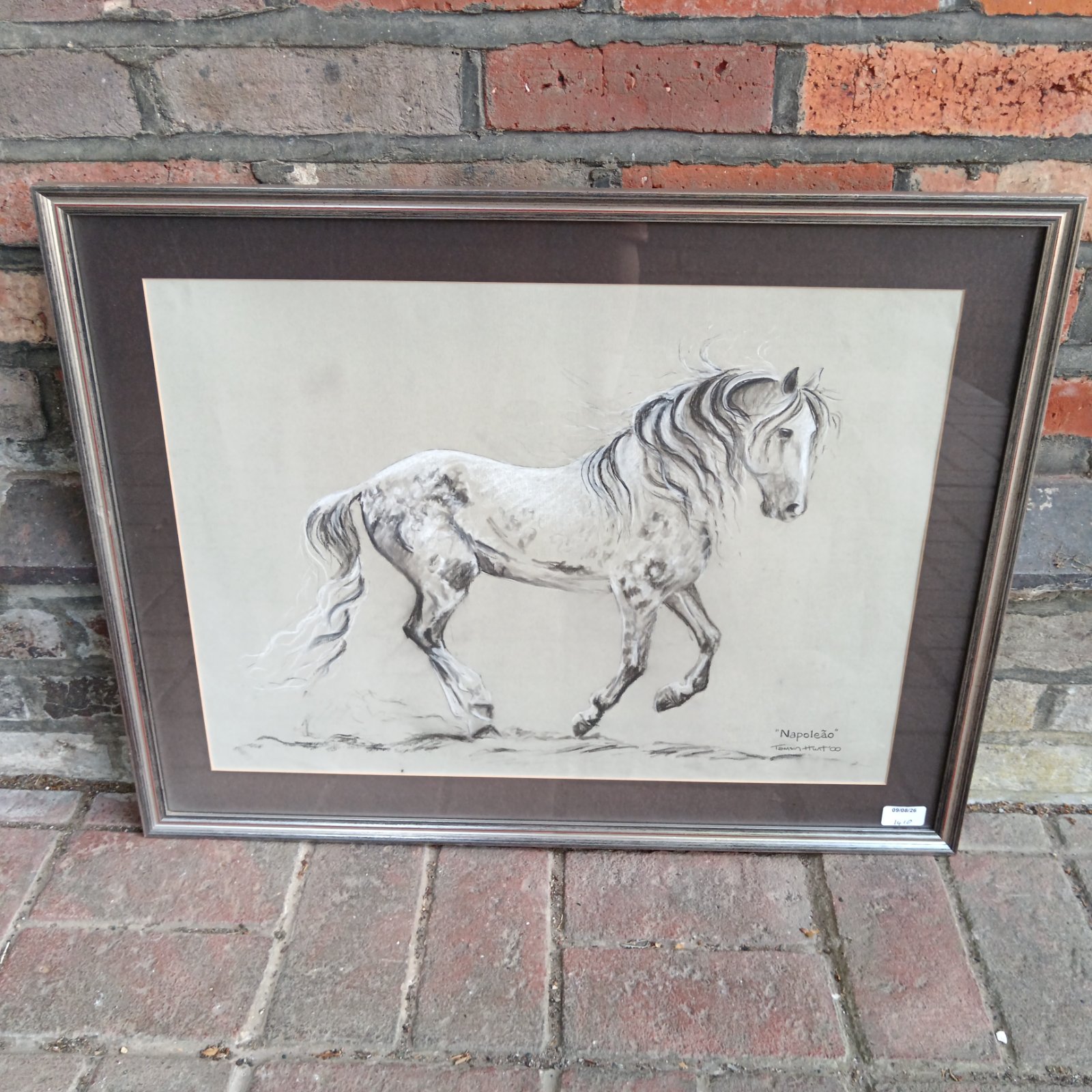 Pastel artwork of a white horse by Tasmin Hunt.
